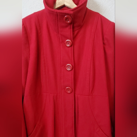 Liz Lange Meternity Wool Long Red Button-Up Coat Size XL - Picture 3 of 7